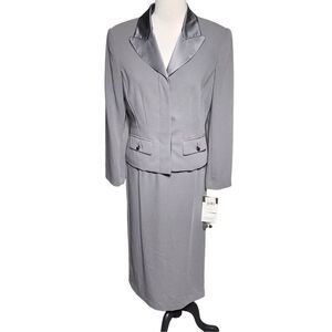 Cynthia Howe by Maggy Boutique Grey Skirt Suit Size 6 NWT